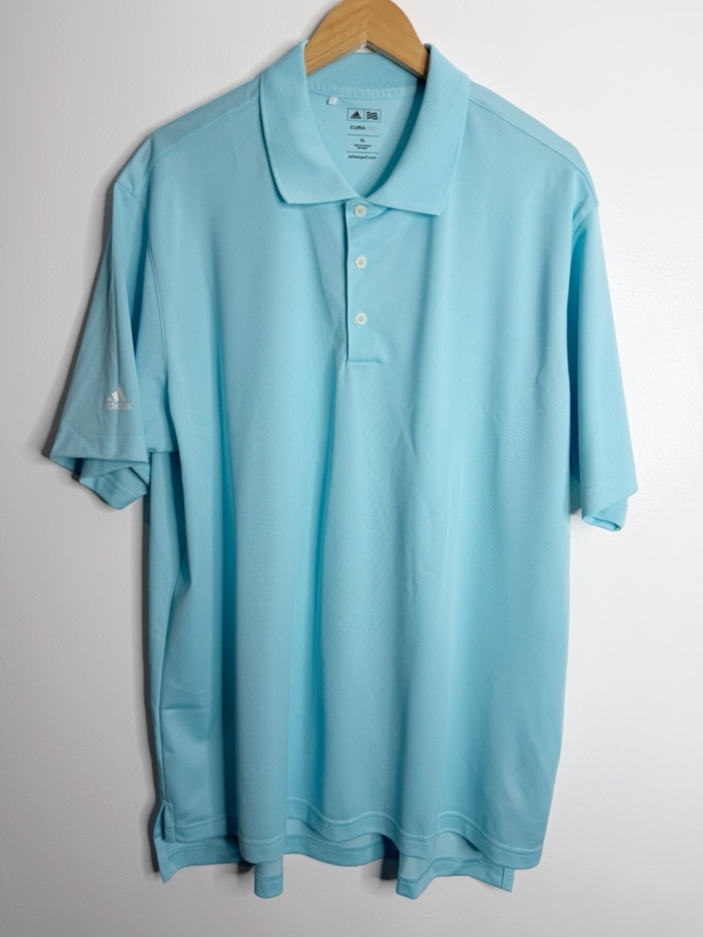 Adidas Mens Golf Polo Shirt XL Climalite Blue Textured Active Stretch Athleisure